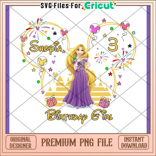 Rapunzel Disney Birthday PNG Design