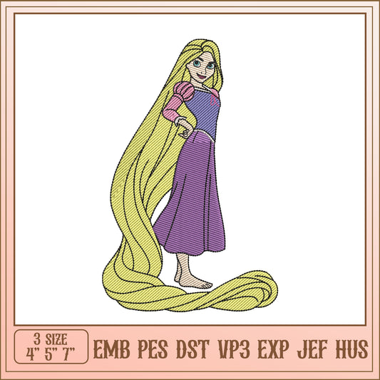 Rapunzel Embroidery Design 3 Sizes EMB PES DST VP3