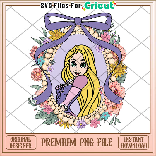 Rapunzel PNG Floral Frame Download