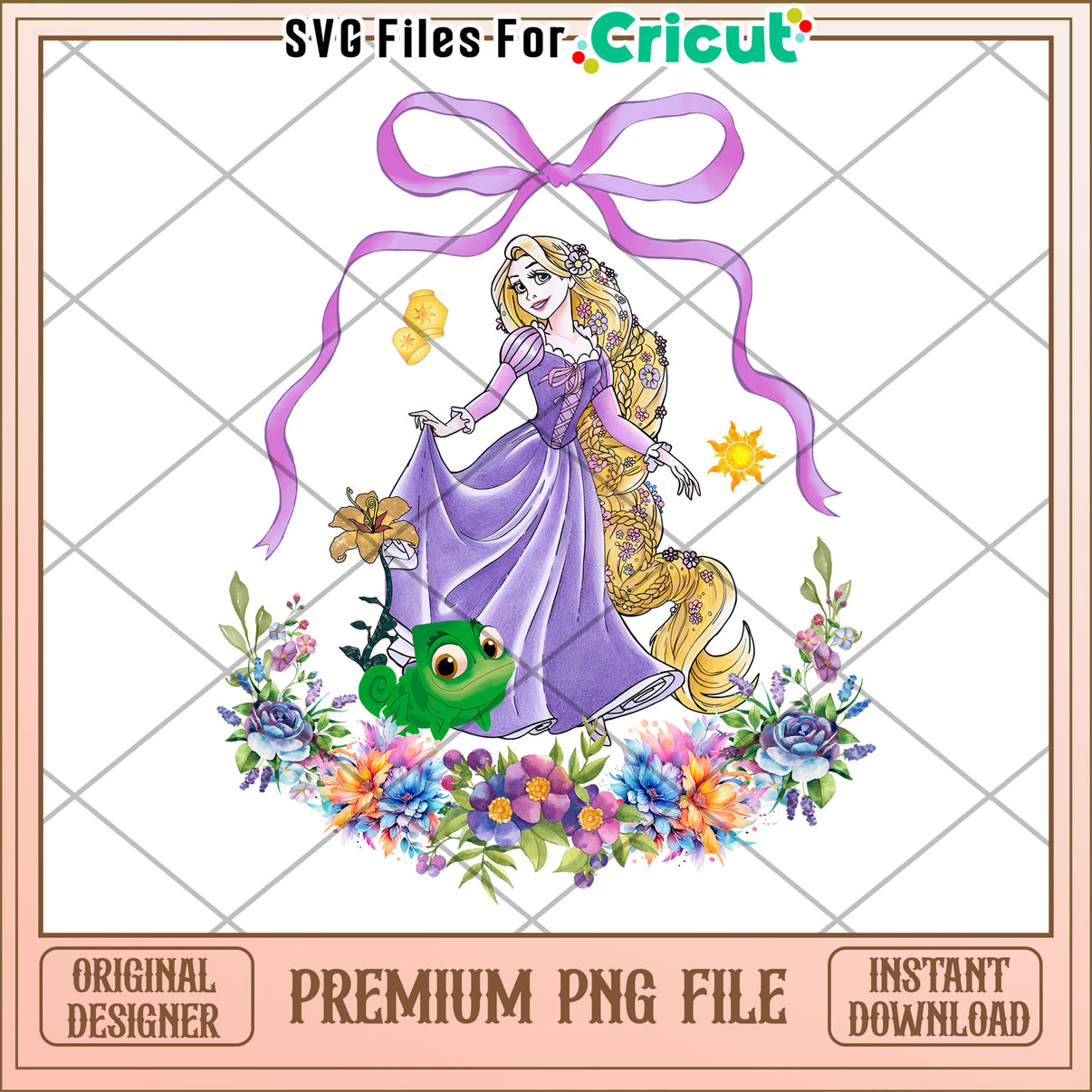 Rapunzel PNG Floral Watercolor with Pascal – svg files for cricut