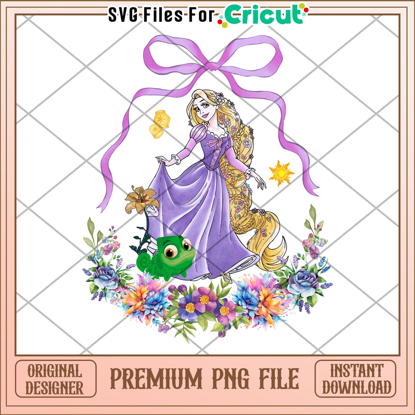Rapunzel PNG Floral Watercolor with Pascal