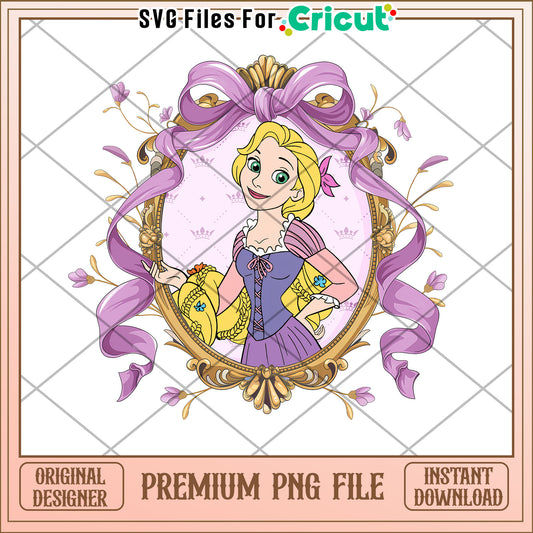 Rapunzel PNG Image, Princess Floral Frame