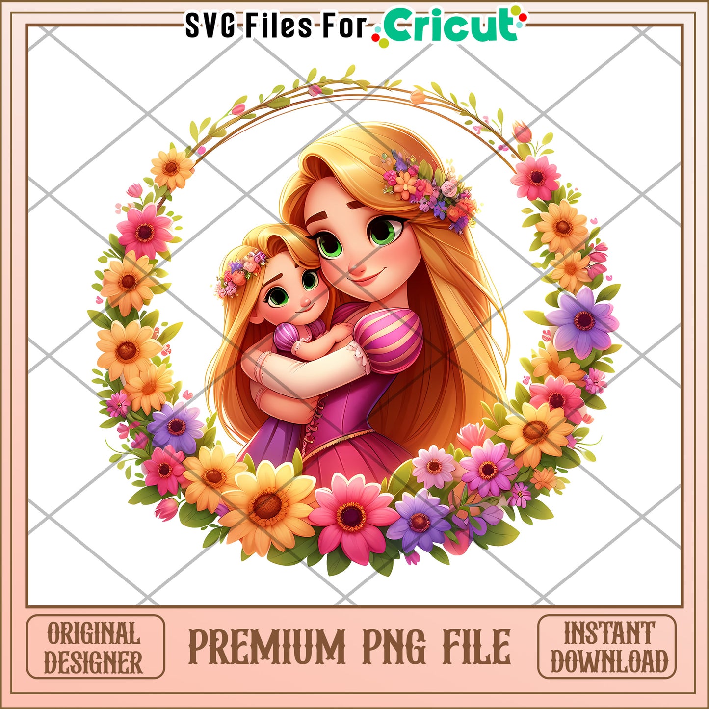 Rapunzel PNG Sublimation Floral Design