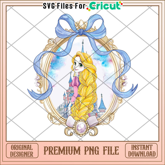 Rapunzel Princess Watercolor PNG Castle Frame