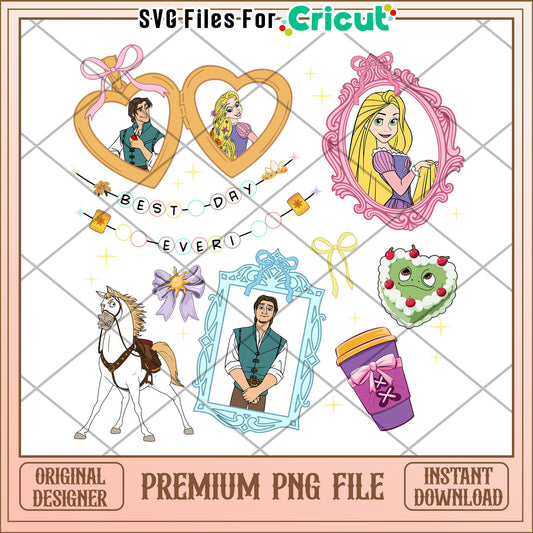 Rapunzel princess photo frame png, tangled characters png