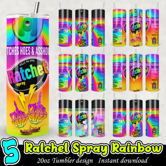 Ratchet Spray Rainbow Tumbler Bundle, Ratchet Spray 20oz tumbler