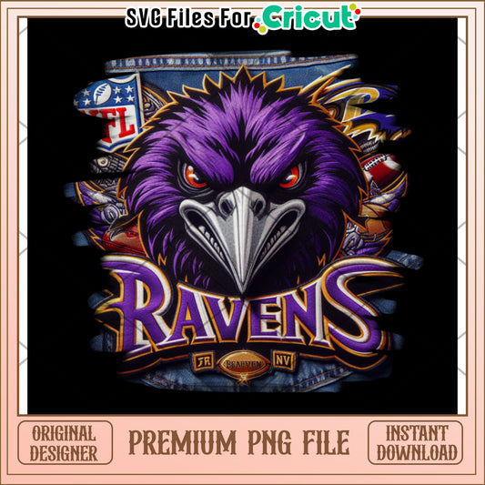 Ravens PNG Design for Cricut, Perfect for Sports Enthusiasts