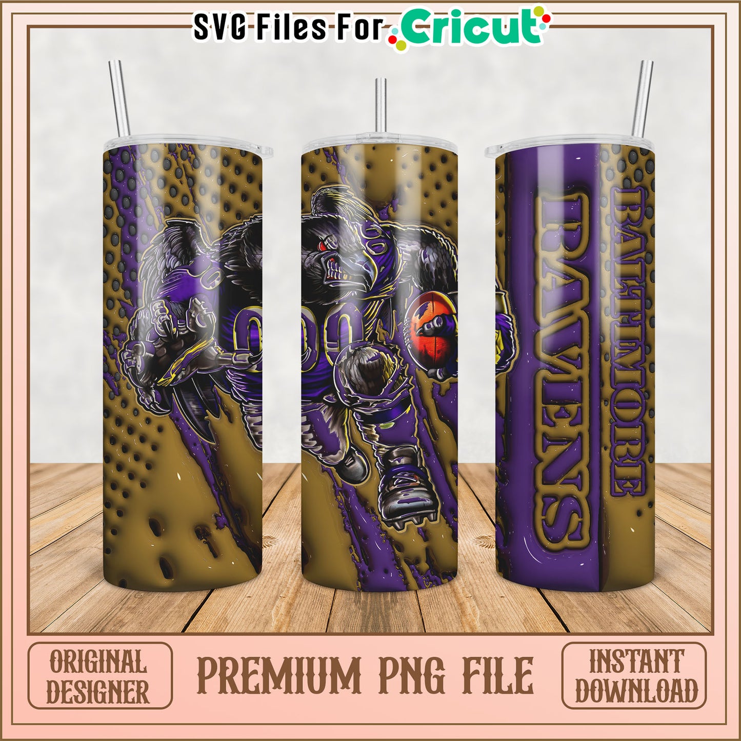 Ravens Tumbler PNG Sublimation Design