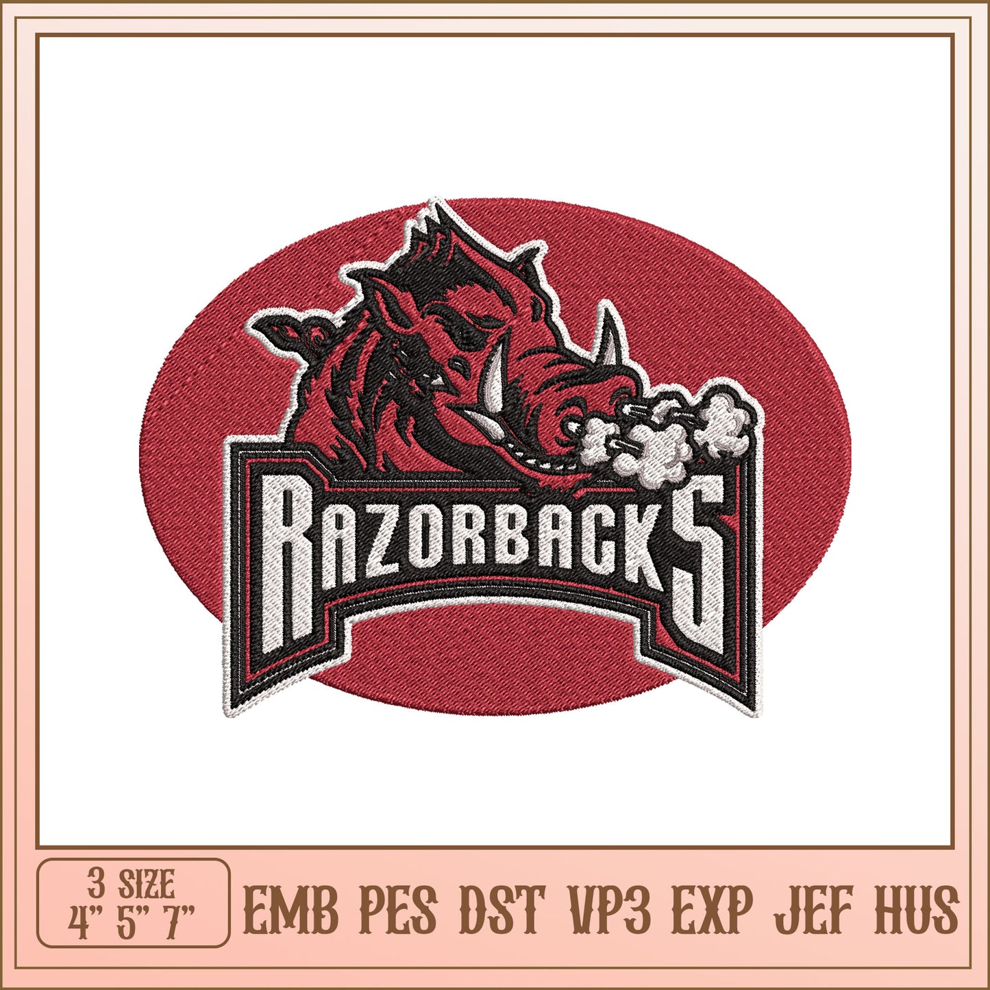 Razorback Embroidery Design