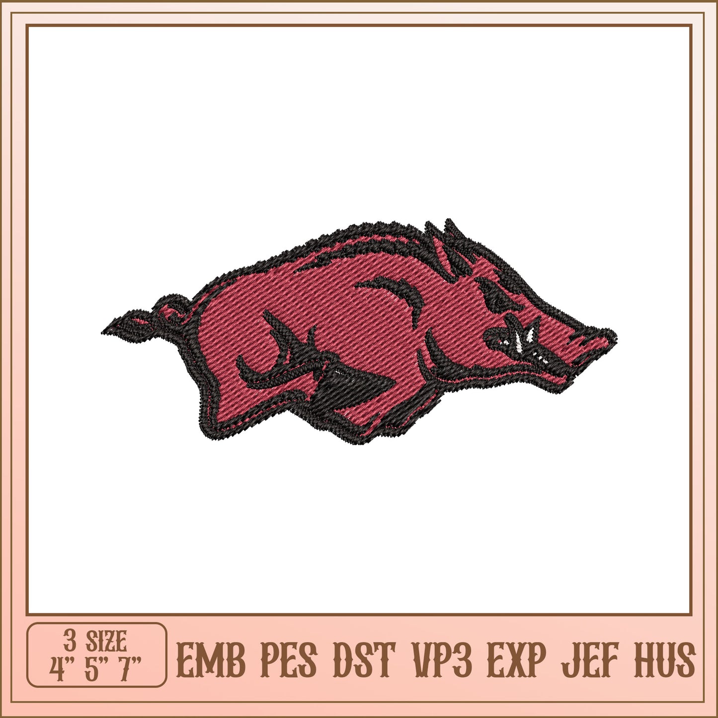 Razorback Embroidery Design