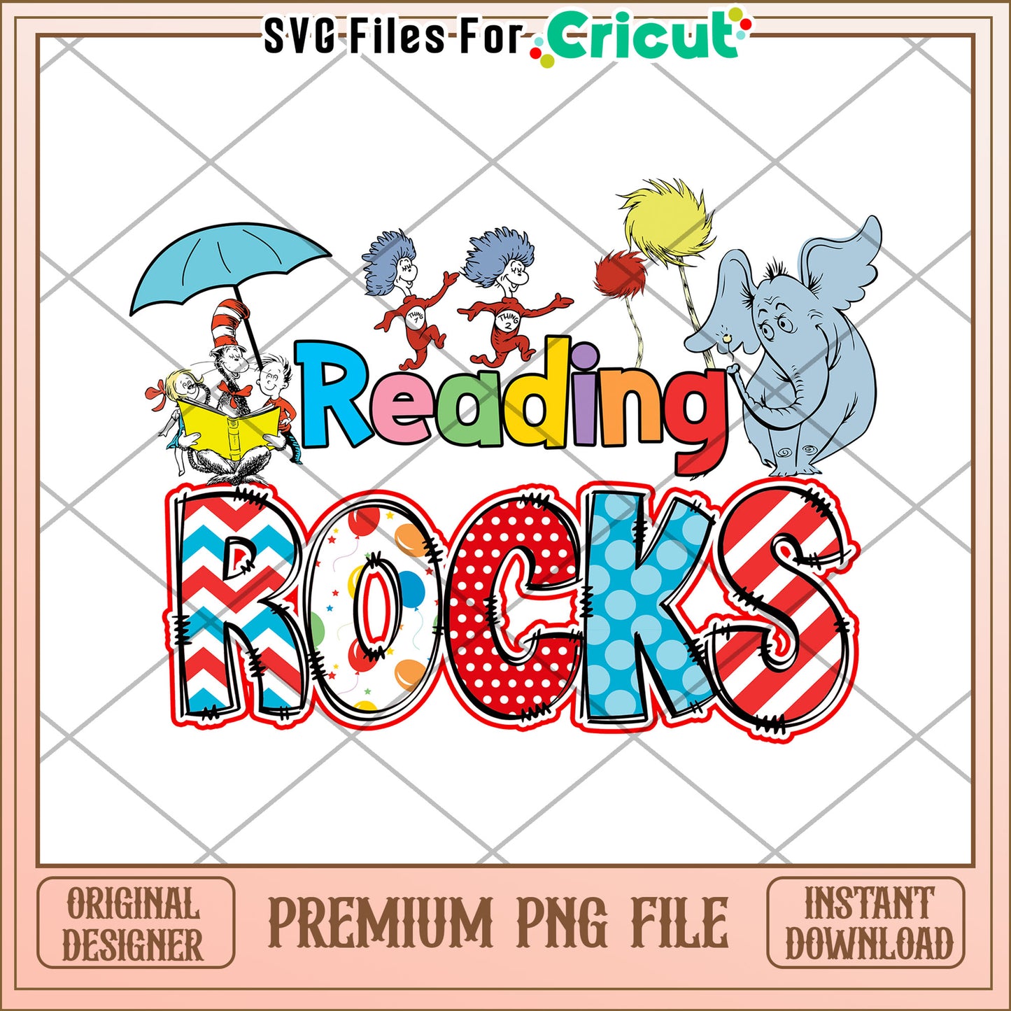 Reading Rocks PNG Seuss Design