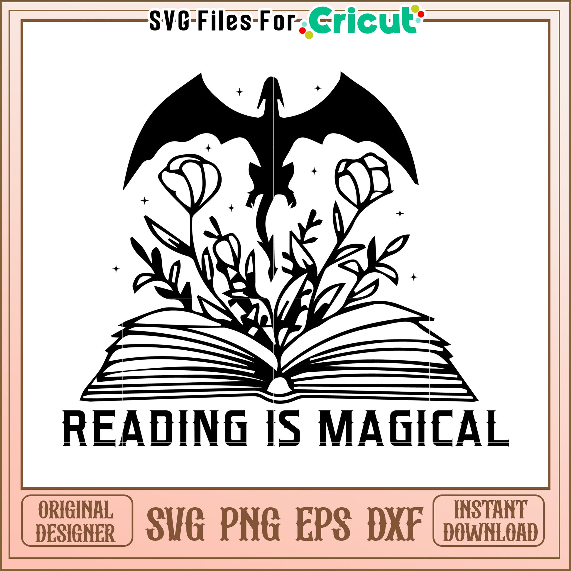 Reading is magical svg, basgiath war college svg, romantasy dragon svg