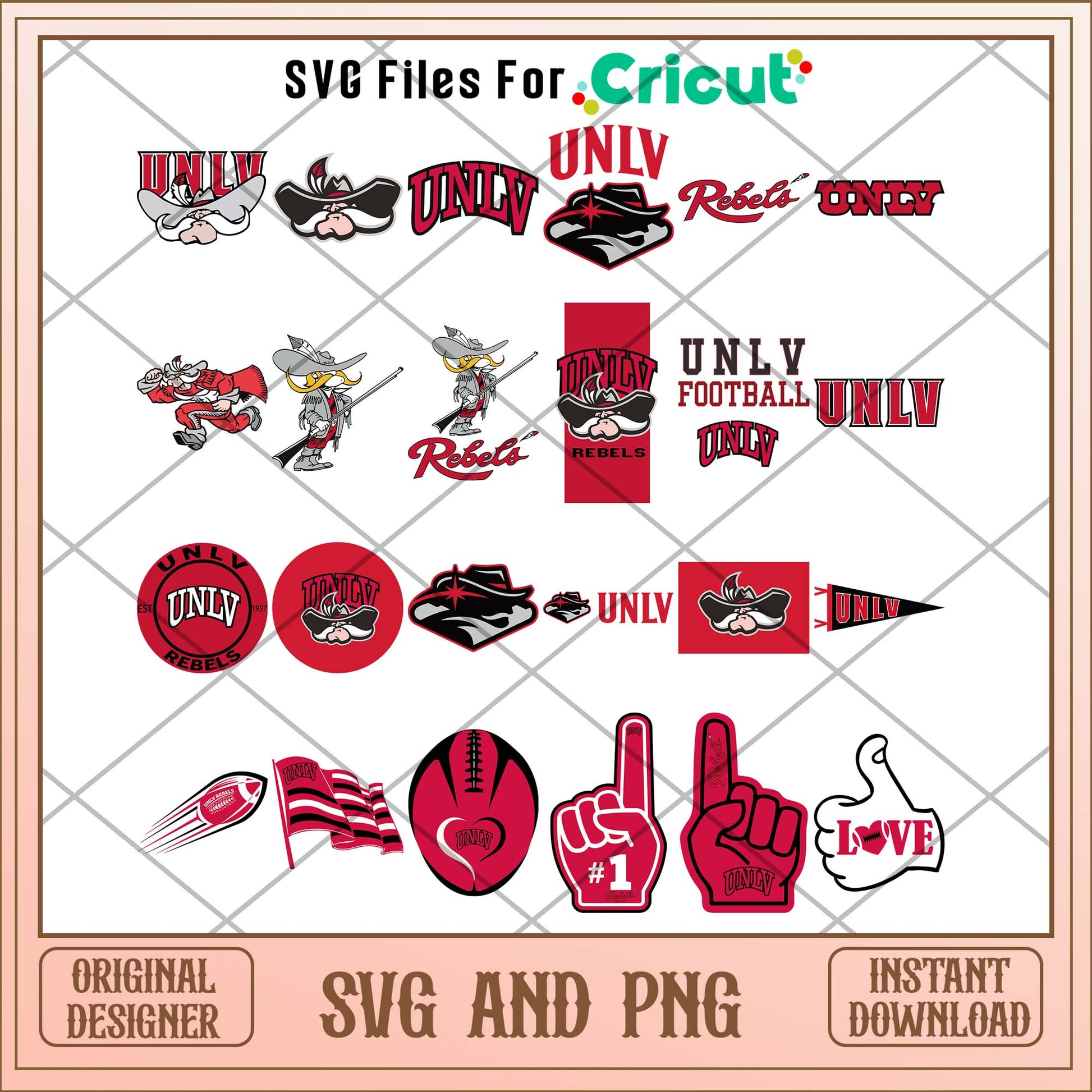 UNLV Rebels hand svg, UNLV Rebels college svg bundle, NCAA svg