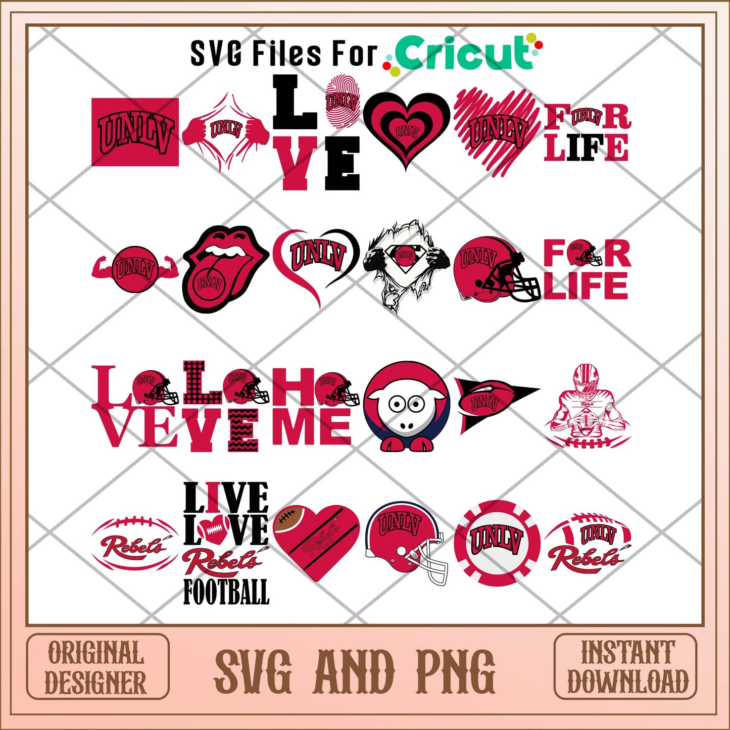 UNLV Rebels heart svg, UNLV Rebels college svg bundle, NCAA svg