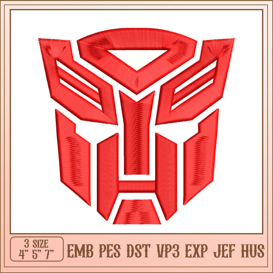 Red Autobot Face Embroidery Design
