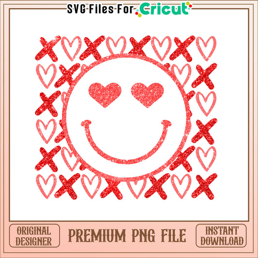 Red Glitter Heart Eyes Smiley PNG