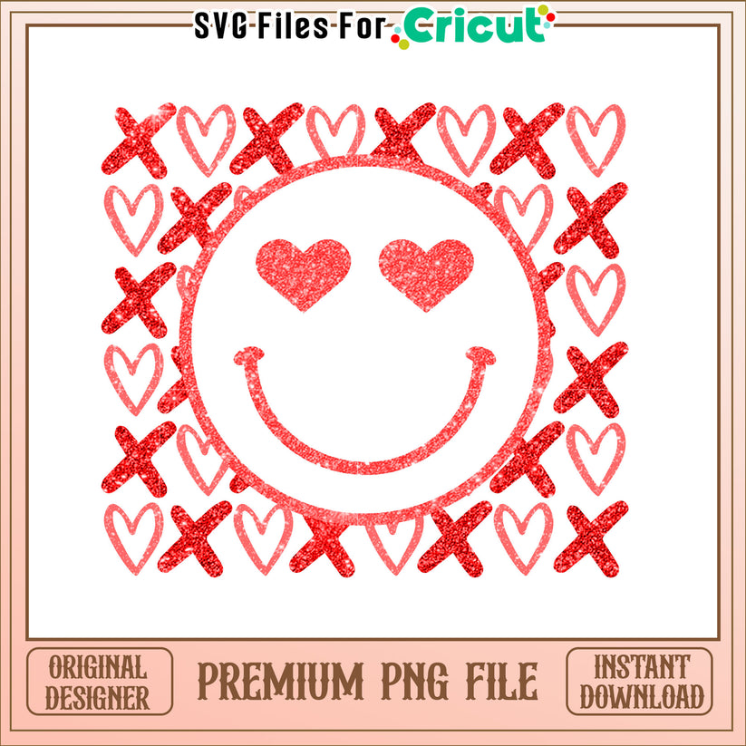 Red Glitter Heart Eyes Smiley PNG – svg files for cricut