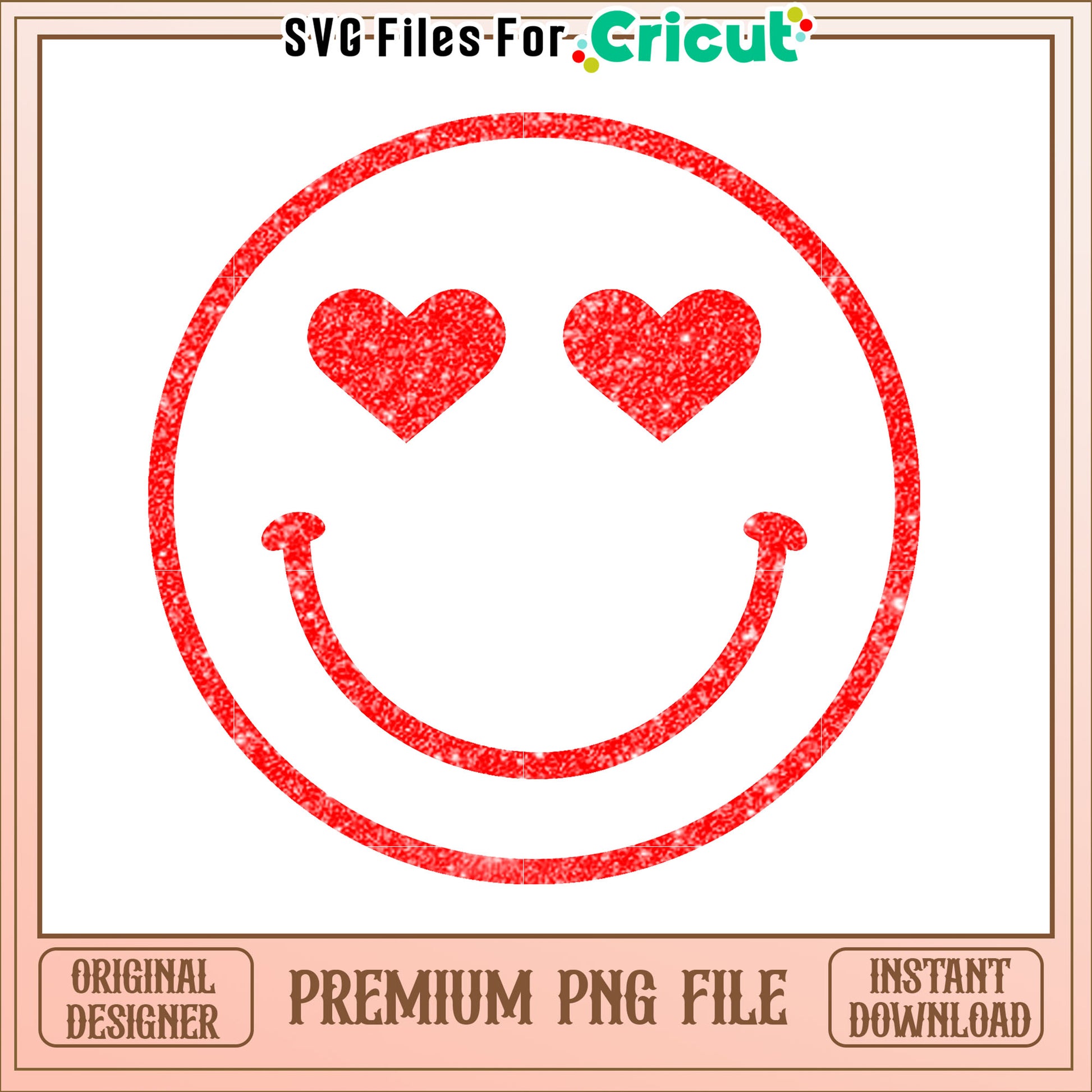 Red Glitter Heart Smiley PNG
