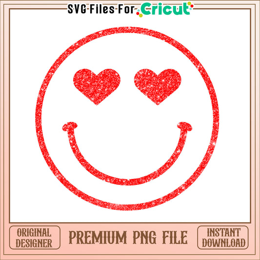 Red Glitter Heart Smiley PNG