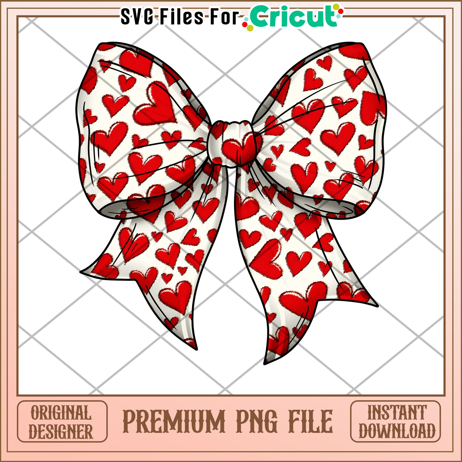 Red Heart Bow PNG Valentines Day Cricut