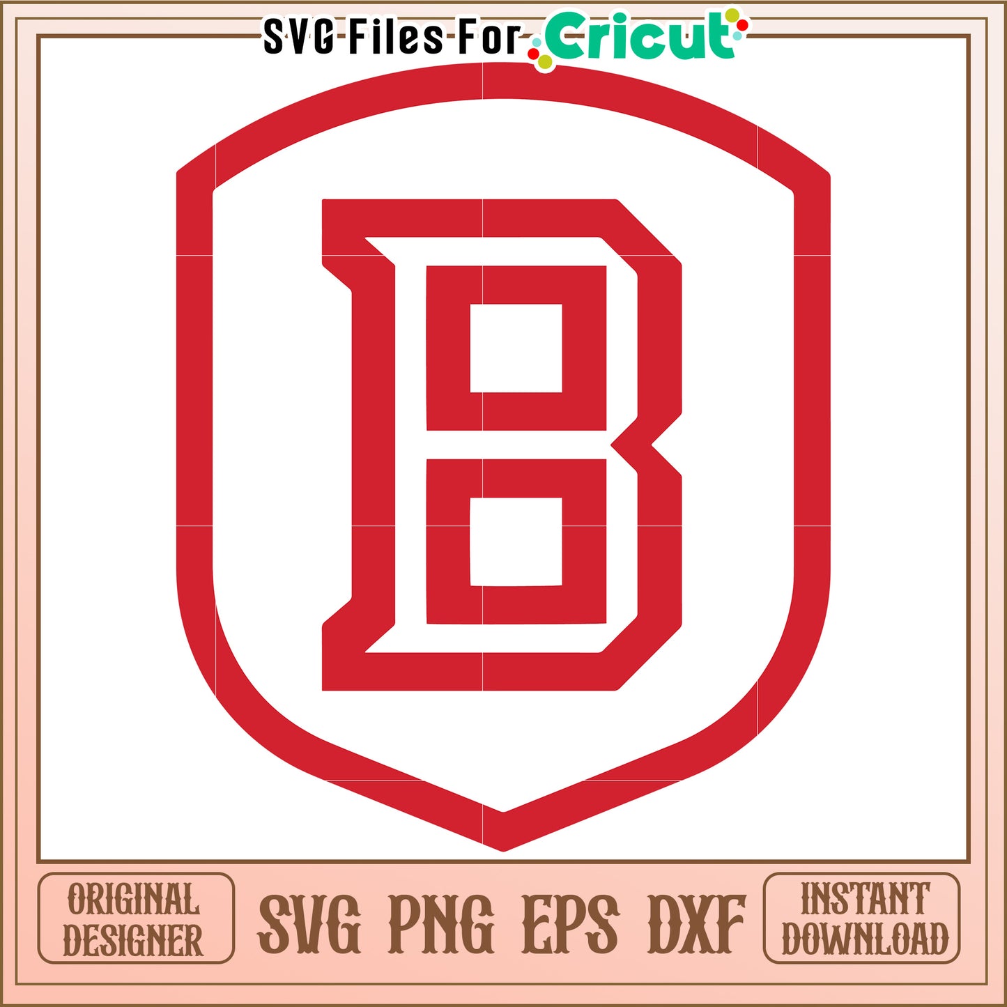 Red Letter B Shield SVG File for Cricut, Instant Download for Crafting Use