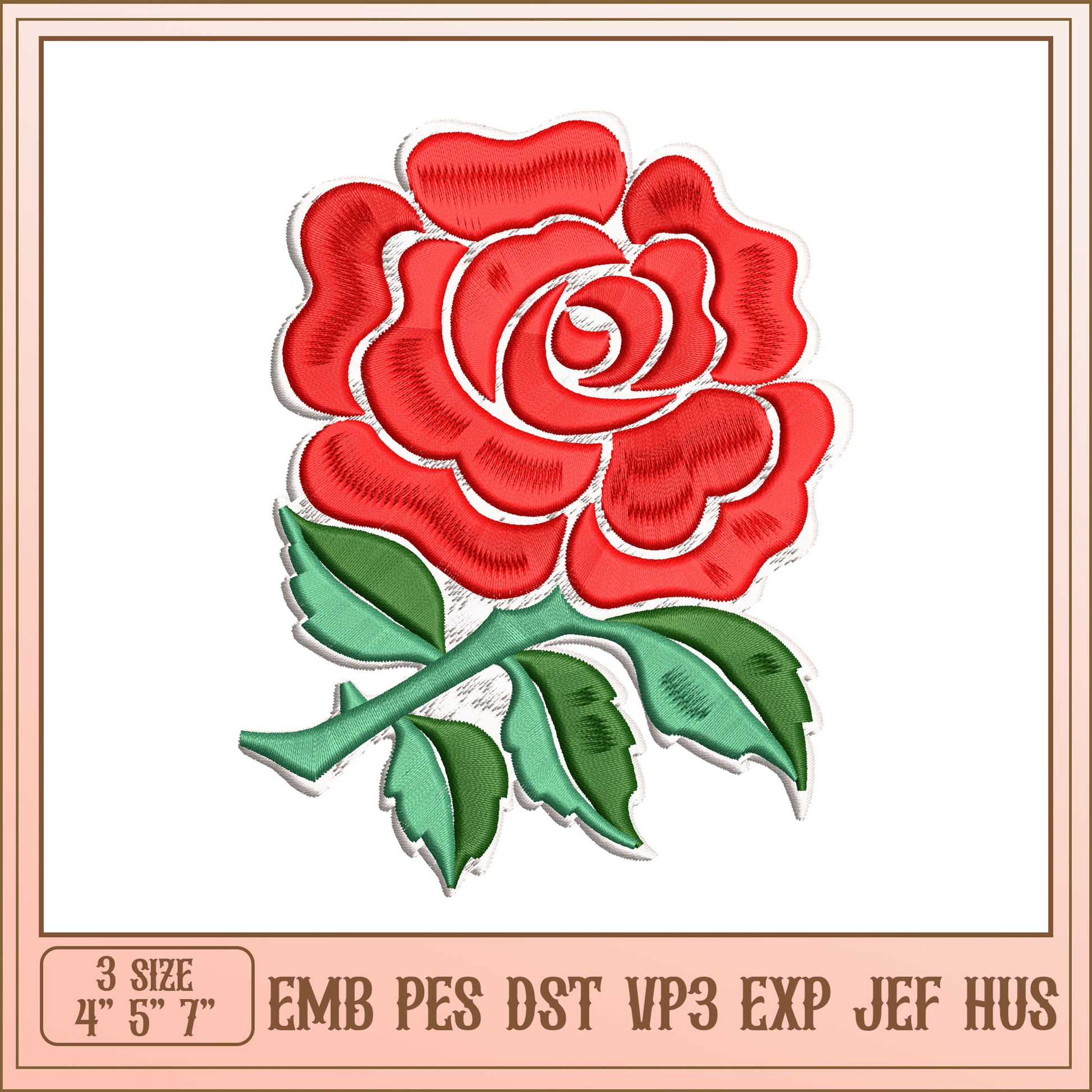 Red Rose Embroidery Design