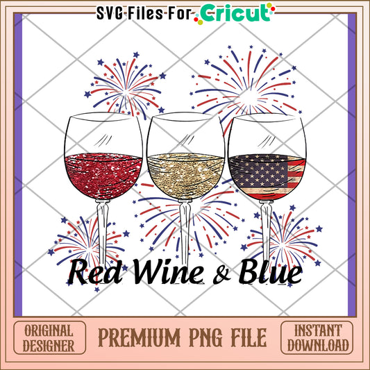 Red Wine and Blue Festive PNG Design Download