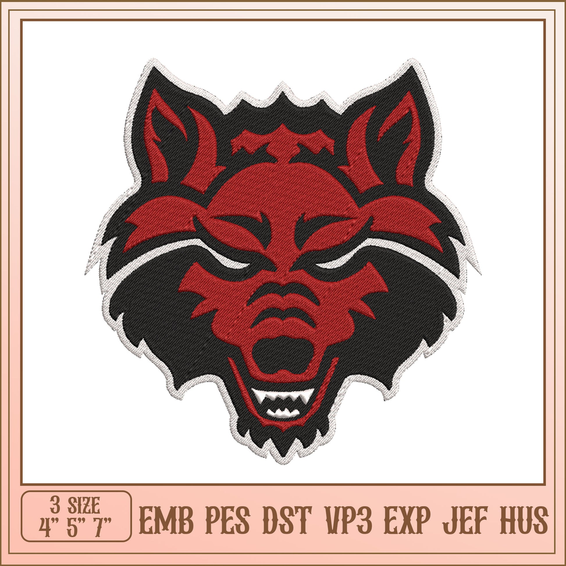 Red Wolf Embroidery Design - EMB PES DST VP3