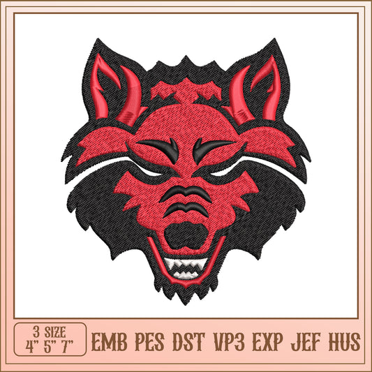 Red Wolf Embroidery Design