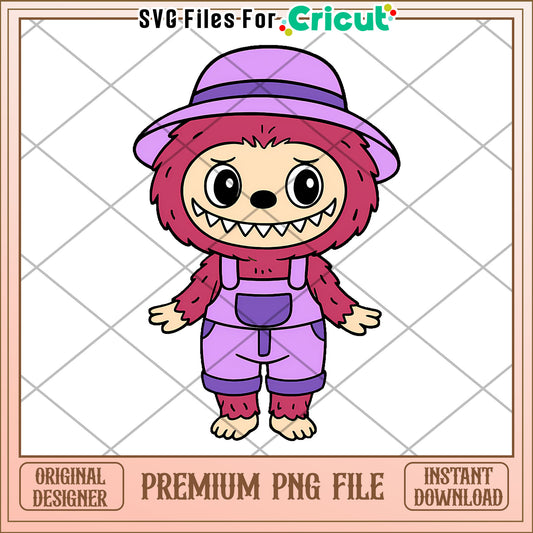 Red abubu and purplr hat png, labubu cartoon png, labubu characters​​ png