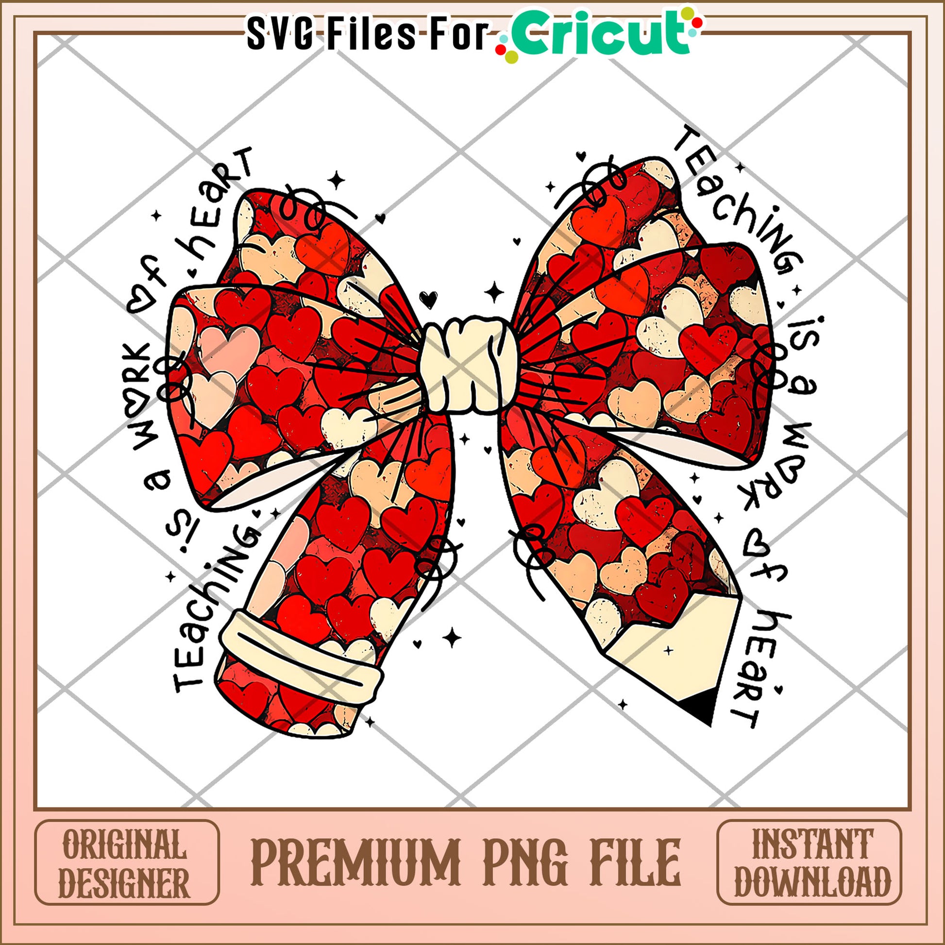 Red bowtie teaching is a work of heart png, back to school supplies​ png, cute design png