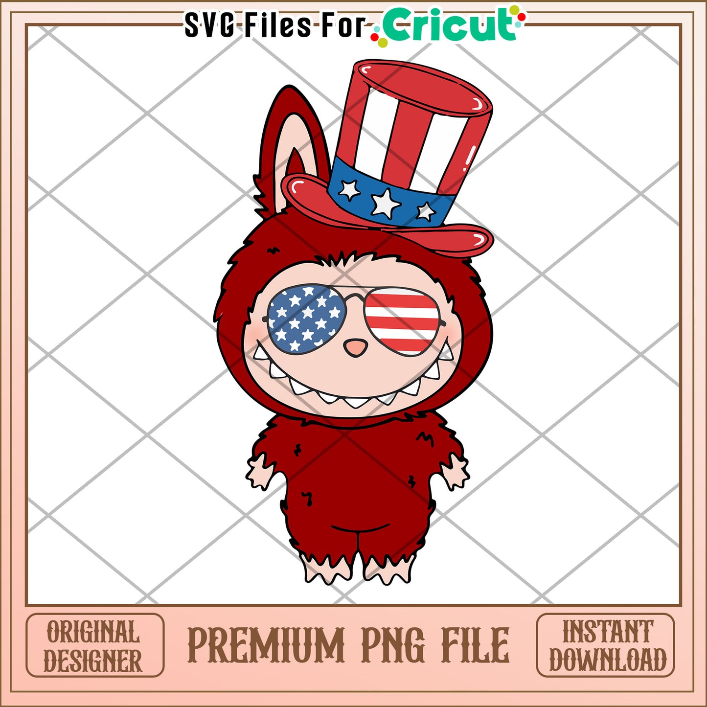 Red labubu 4th of july png, labubu keychain png, independence day png