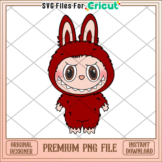 Red labubu design png, labubu png, have a seat labubu​ png