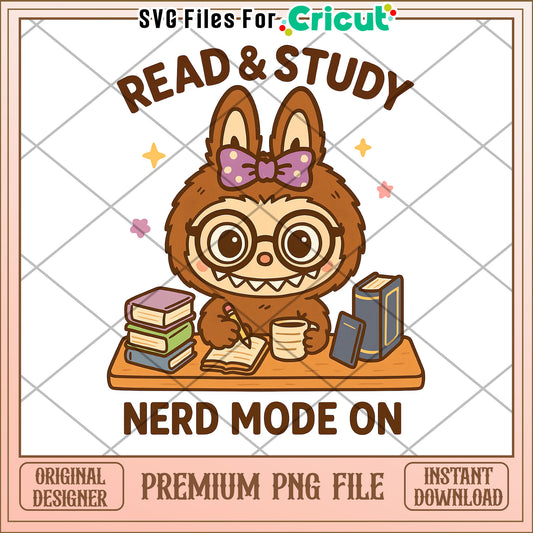 Red study nerd mode on png, labubu toys png, labubu quotes png