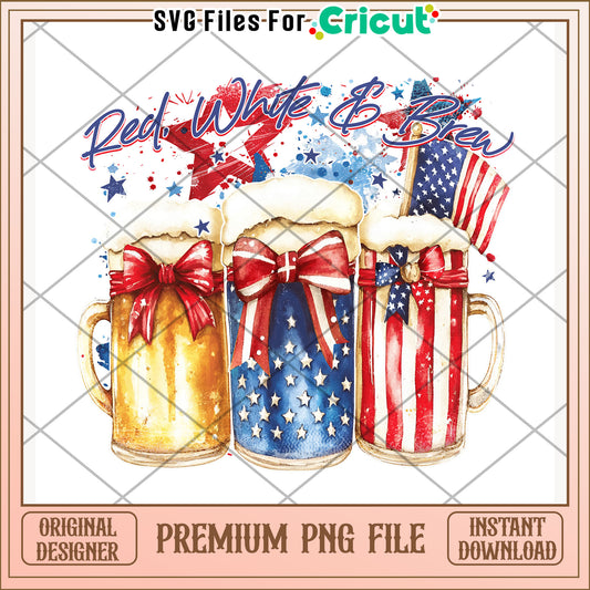Red white and beer png, happy 4th of july png, red white and blue png