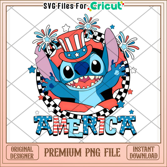 Red white and blue stitch png, 4th of july design png, patriotic theme png