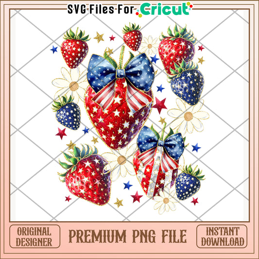 Red white and blue strawberry png, independence day png, freedom america png