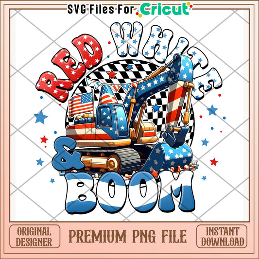 Red white and boom design png, happy 4th of july png, red white and blue png