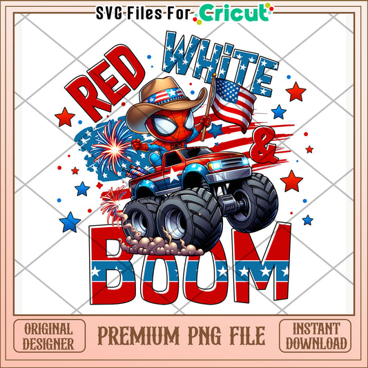 Red white and boom png, 4th of july design png, freedom day png