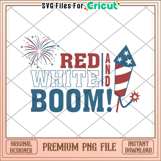 Red white and boom png, explosive vibe png, bold phrase png