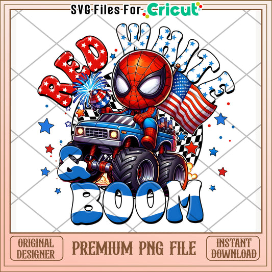 Red white and boom spiderman png, independence day png, freedom america png