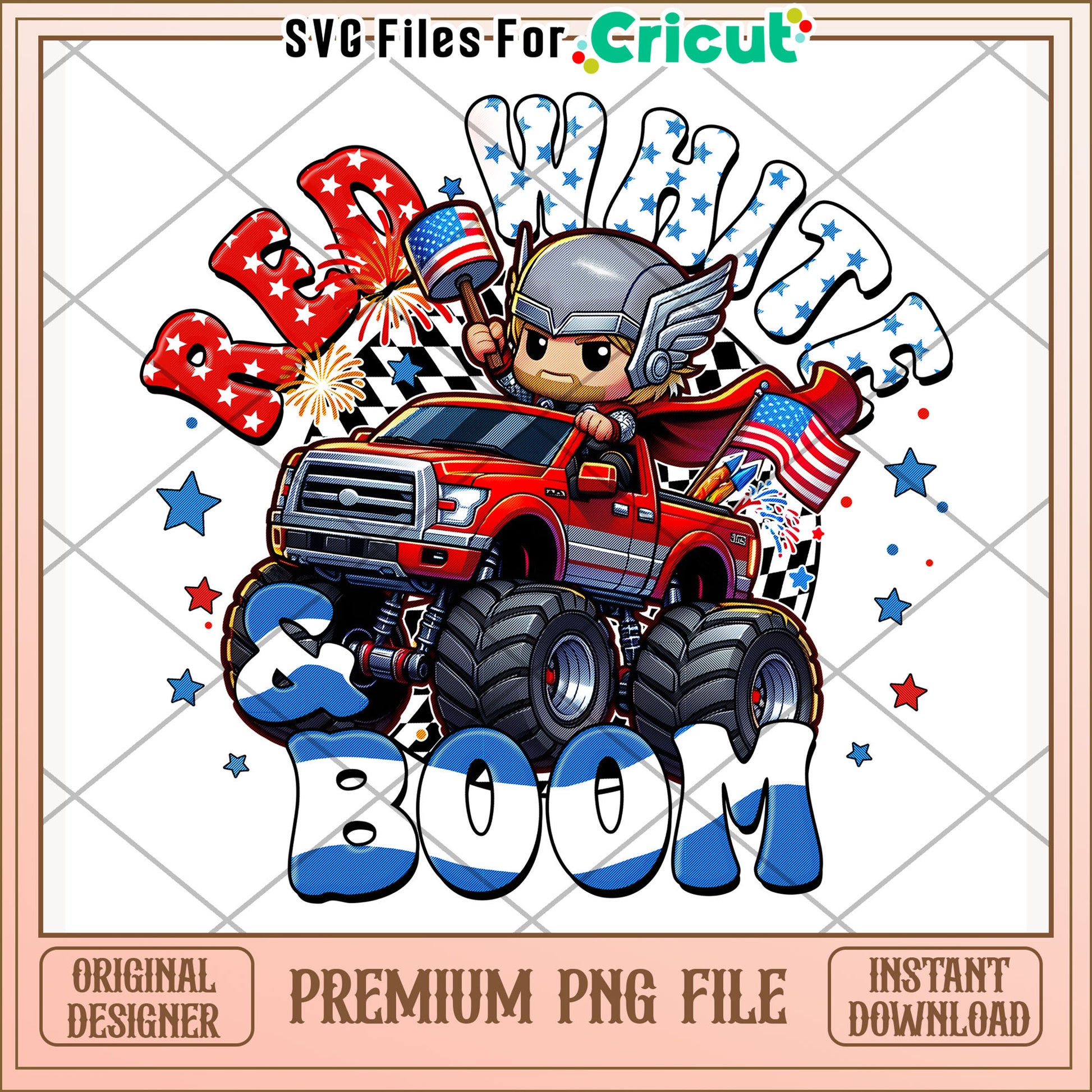 Red white and boom thor avengers cute png, 4th of july png, freedom america quotes png