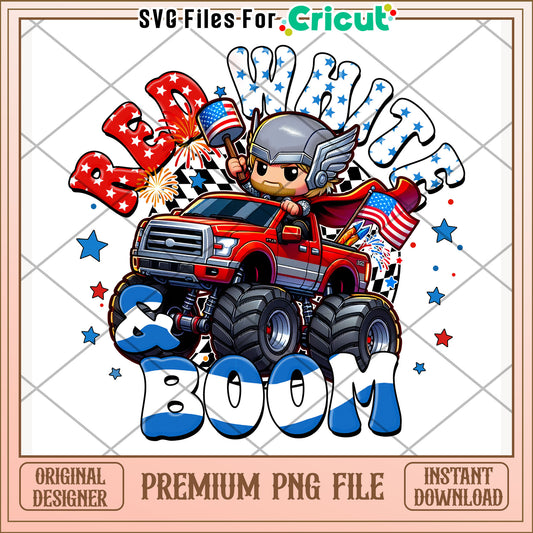 Red white and boom thor avengers cute png, 4th of july png, freedom america quotes png