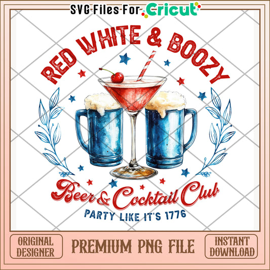 Red white and boozy png, independence vibes png, patriotic theme png