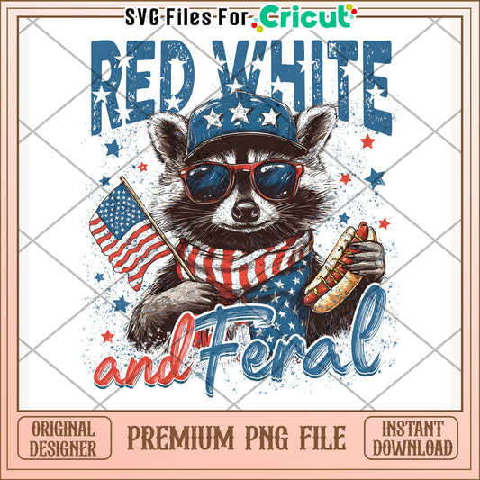 Red white and feral png, i love american png, 4th of july png