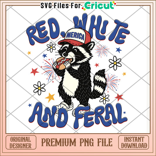 Red white and feral rocket racoon png, america i love​ png, red white and blue png