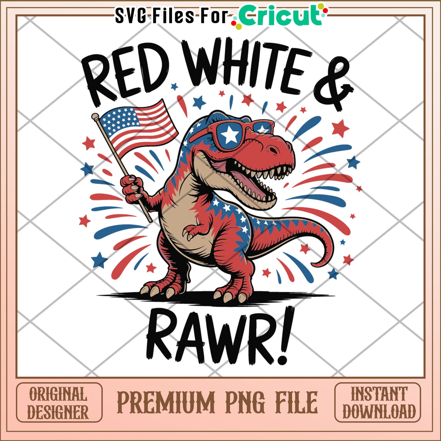 Red white and raw png, t rex dinosaur png, america flag png
