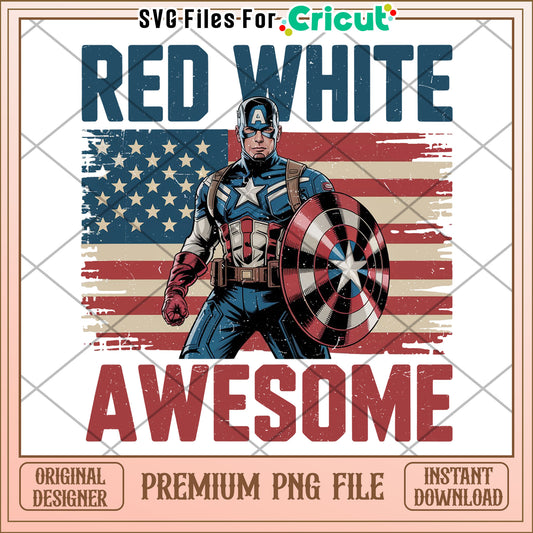 Red white awsome png, captain america png, america flag png