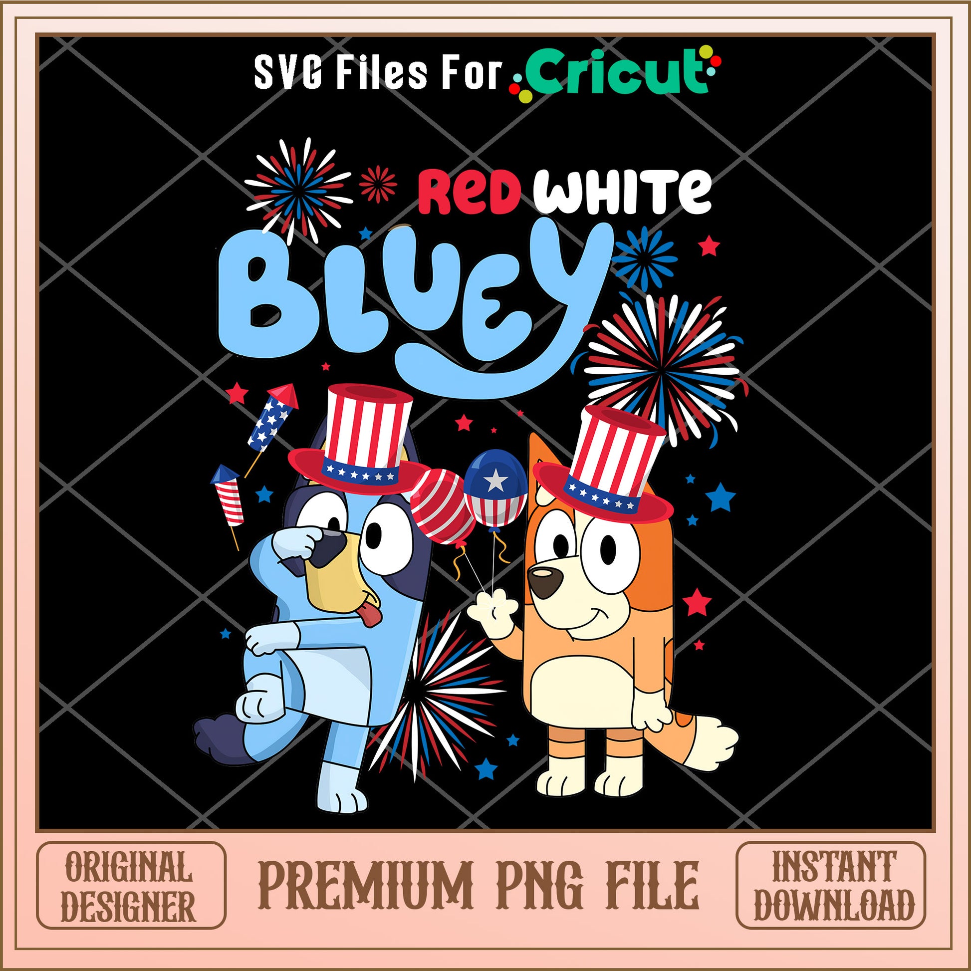 Red white bluey cartoon png