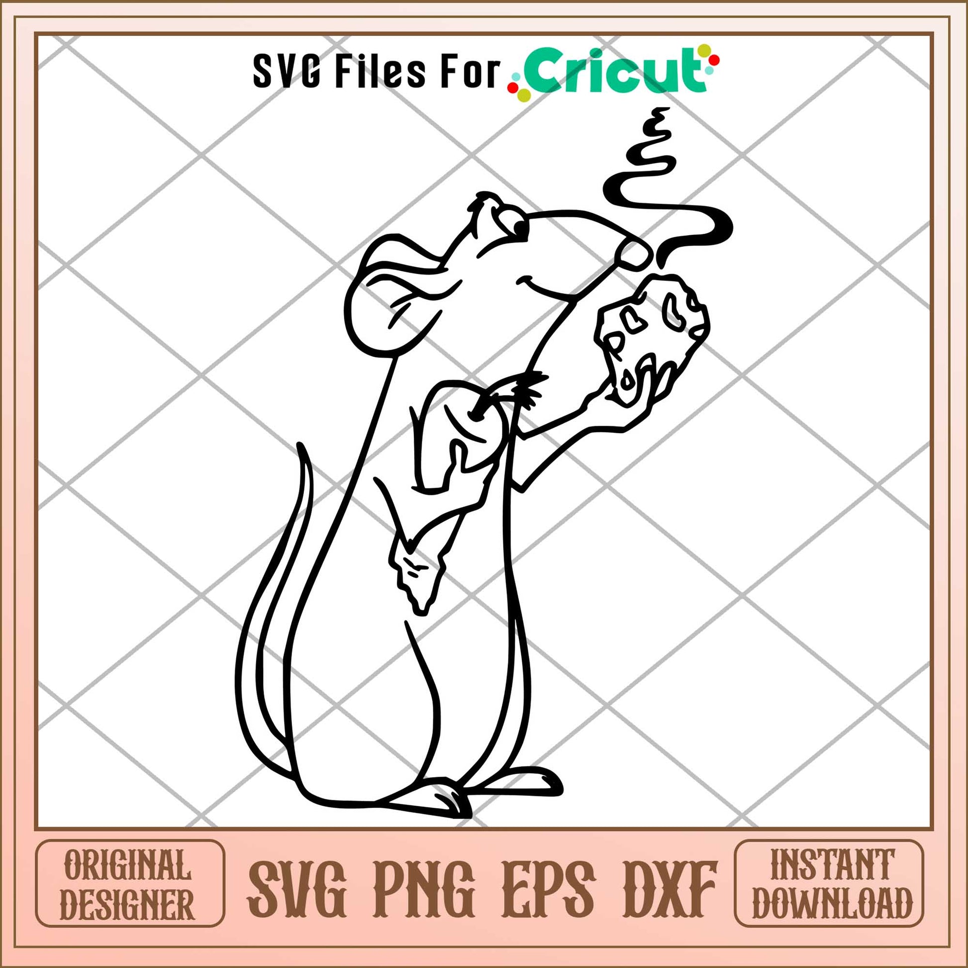 Remy With Tasty Cheese coloring svg,  Ratatouille svg, digital dowload